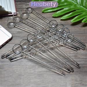 Heabety Dài xử lý thủy tinh muỗng cà phê Bộ đồ ăn trong suốt cà phê khuấy muỗng