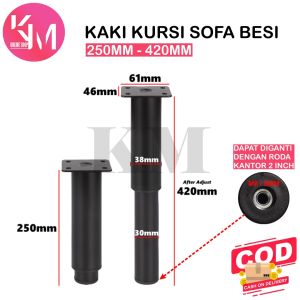 Kaki Kursi Sofa Besi Kaki Penyangga Balok Tempat Tidur Furniture Foot Adjustable 80-250mm