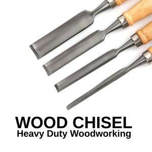 YCH Wood Chisel With Wood Handle Ferrule 3/8" / 3/4" Heavy Duty Woodworking Chisel Pahat Kayu Tukang - Hardened Steel Blade Comfortable E Grip Sharp Edge