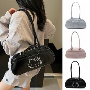 MOIRA การ์ตูนลายการ์ตูน กระเป๋าโท้ทคิตตี้ ลำลองแบบสบายๆ น่ารักน่ารักๆ กระเป๋าสะพายไหล่รูปแมว KT ที่มีคุณภาพสูง จุได้มาก กระเป๋าถือของผู้หญิง กิจกรรมกลางแจ้งกลางแจ้ง