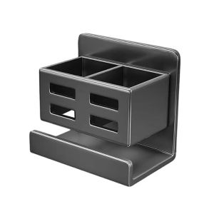 NOBLELUX Wall-mounted Toothbrush Razor Storage Rack Punch-free Space-saving Vanity Shelf Multi-functional Hollow-out Washstand Organizer Bathroom Supplies