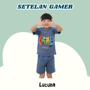 Setelan Anak Cowok Gamer Junior Lucuna Warna Biru Size 2-10 Thn