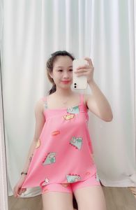 Đồ ngủ nữ FREE SHIP Đồ ngủ 2 dây lụa cao cấp mềm mại xinh xắn < 58kg