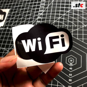(isi 10) Sticker Graftac Free Wifi Area Cutting Laminasi Anti Air Stiker Free Wifi. Sticker Wifi Gratis. Free