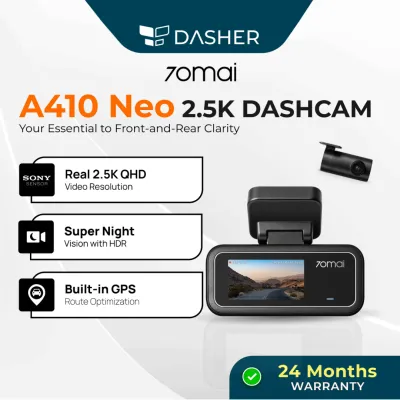 [2026 NEW UPGRADE] 70mai A410 Neo Dashcam 2.5K + HDR | Dual Channel | Built-in GPS | Super Night Vision | Supercapacitor