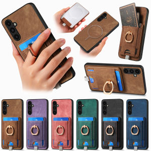 2 in 1 Detachable MagneCards Solt Leather Case For Samsung Galaxy A55 A35 A54 A24 S23 S24 Ultra S22 Plus S21 FE Ring Holder