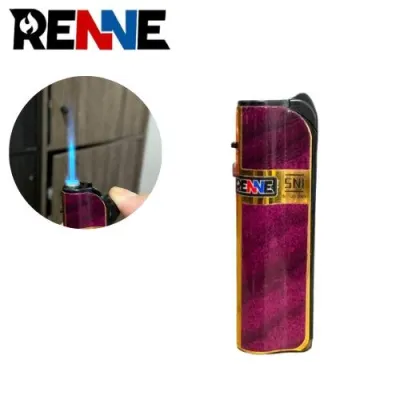 RENNE Korek Api Bara Mini Gear Putih Desain Simpel Stylish Refillable Tahan Angin Koleksi Premium