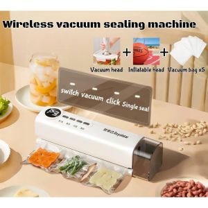 UNMEGONI Wireless Automatic Vacuum Sealer Digital Display Handheld Food Bag Heat Sealer Portable Strong Suction Vacuum Sealing Machine for Household