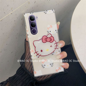 Ốp Lưng VIVO V40 Lite V40 Pro Y200 Y19s Y28s Y03t 5G 4G Mới Đơn Giản hoạt hình dễ thương thời trang Hello Kitty Kuromi Kabi Chống Sốc Ốp trong suốt Với Đứng 2024