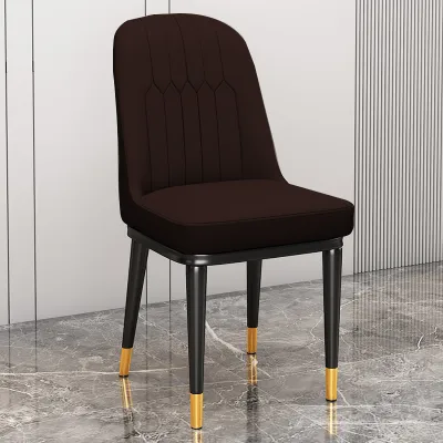 LALA Dining Chair Leather Makeup Chair Home Leisure Chair Waterproof Leather Titanium Legs Modern Nordic Style Easy To Clean Thickened Seat Cushion