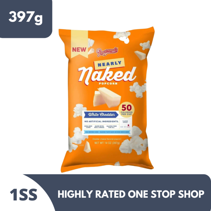 Popcornopolis Nearly Naked Popcorn White Cheddar 397g | Lazada PH