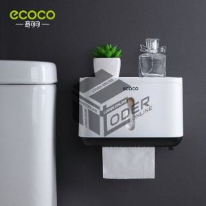 LODER ECOCO Waterproof Bathroom Roll Paper Box Toilet Paper Box Wall-mounted Storage Tissue Pump Home Bathroom Storage