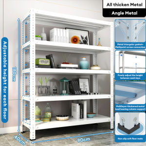BMZAR Cold Rolled Steel Storage Shelf Heavy Duty Metal Rack 200KG Capacity per Layer Anti Rust Garage Kitchen Warehouse Organizer Shelf