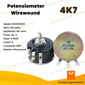 Potensio Wirewound WX112 050 4k7 5W Microfire WX112(050) 5 Watt