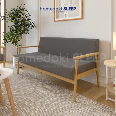 Homedoki Sofa Untuk 2 Orang/ Sofa Minimalis Modern / Sofa Kain Nordik/ Ruang Tamu Apartemen Kecil Sofa Kayu Solid
