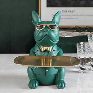 【New Arrival】 Bulldog Storage Tray Key Holder Tray Multifunctional Animal Sculpture Tray Bulldog Key Bowl for Entrance Living Room