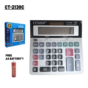 【READY STOCK🛒】14 Digits Check & Correct Calculator Big Display Two Way Power Desktop Calculator CT-2130C