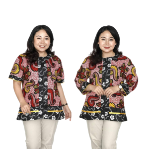 Blouse Big Size Wanita Atasan Batik Lengkap S-M-L-XL-2L-3L-4L-5L-6L-7L Model Blus Jumbo Seragam Batik / Atasan Formal Kantor Wanita Kerja / Pakaian Batik Kekinian LD 140