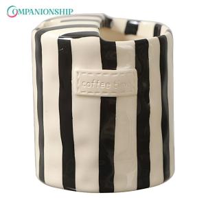 Hand-Painted Retro Striped Ceramic Coffee Mug Breakfast Cup Latte Mug for Milk Coffee Juice Latte Hot Cold Drinks