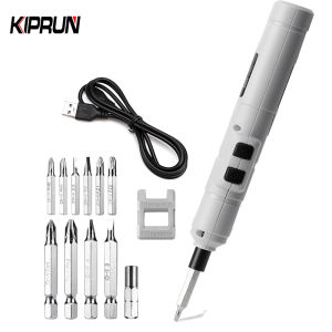 KIPRUN Mini Electrical Screwdriver USB Charge 3.6V Rechargeable Multifucntion Cordless Power Drill with 11pcs Bits Kits Set Household Power Tools