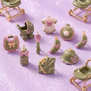 Mori baby pendant green pink bow bottle cart pendant DIY pendant keychain accessories color retention h2609
