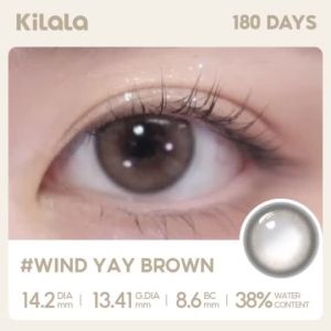 Kính áp tròng Kilala màu nâu Wind Yay Brown cận 6 tháng DIA 14.2mm có độ (0-8) 1 cặp