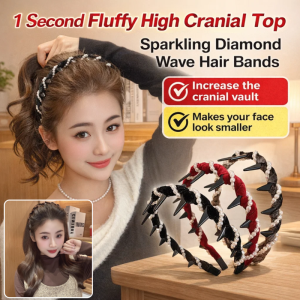 Diamond Wave Headband Elegant Pearl Hairband Anti-Slip Toothed Hair Clip High Hairline Headwear Versatile Fashionable