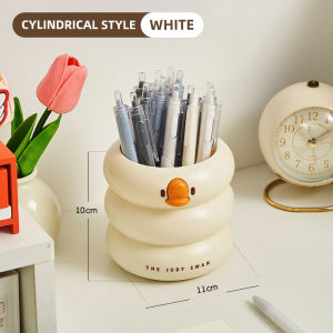 Cute Cartoon Round Duck Pen Holder Pen Container Desk Organizer School Stationery Plastic Pen Holder