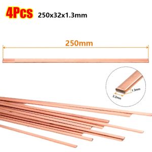MAKERVY 4Pcs 250mm Phosphor Copper Welding Rod Flat Phosphor Bronze Flat Copper Electrode No Solder Powder Welding Stick for Mechanical Repair and Refrigeration Equipment