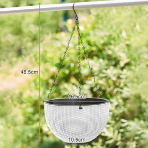 กระถางพลาสติกแบบแขวน พร้อมจานรอง การออกแบบที่สวยงาม กระถางแขวนต้นไม้ ระบายน้ำและระบายอากาศได้