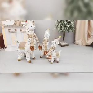[HOT] Cross-border Christmas new products Christmas decoration items printed plush fabric alpaca dolls gift figurines ornaments