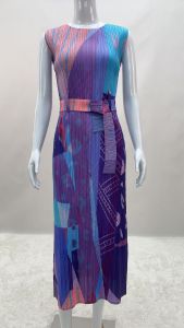 6946 One Size (45-75kg) Sanzhai Spring And Summer Sleeveless Slim Casual Pleated Print Fashion All-Match A- Line Dress Painted
