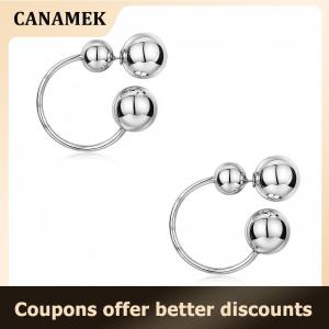 【 CANAMEK 】 Round Ball Dangle Metal Hoop Earrings for Trendy Women and Girls for Casual and Fancy Occasions