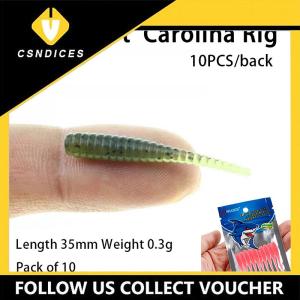 [Csndices] 10pcs 35mm 0.3g Lua Root Fishing Soft Bait Threaded Soft Bait Mini Soft Worm Straight Tail Lua Bait