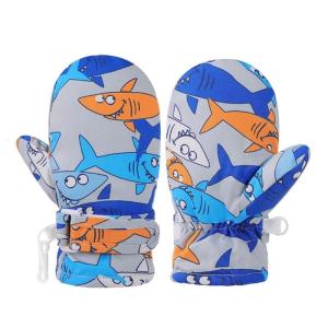 Cách nhiệt cho trẻ em găng tay trượt tuyết Thiết kế kiểu hoạt hình mùa đông găng tay nhung lông đi tuyết nhiệt Fleece găng tay kín nước Pair For Boy & Girls