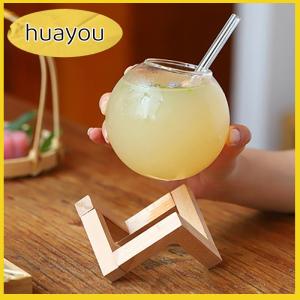 huayou Cocktail cốc thủy tinh với gỗ đứng sáng tạo Thanh thủy tinh uống cốc ronud bóng Cocktail cốc trái cây Mặt Trăng nước trái cây cốc
