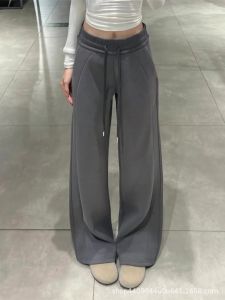 lulu Original Label Scuba Mid-waist womens versatile wide-leg sports casual sweatpants yoga pants micro-sweatpants