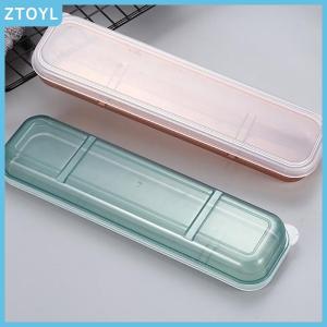 ZTOYL Travel Outdoor Reusable Tableware Box School Home Slot Design Practical Cutlery Transparent Cover Storage Box