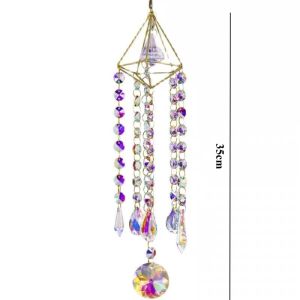 FFBH Crystal Pendant Wind Chime Bedroom Window Beautiful Hanging Sun Catcher Aesthetic Pretty Outdoor Wind Chime Home Decorations K7M2P