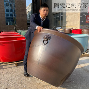 Large Fish Tank Pot Pasu Bunga Ceramic Bottom Water Lily Hydroponic Antique Outdoor Indoor Lotus Pot