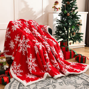 【Super low price】2026 New Christmas Snowflake Fleece Blanket Double Layer Thick Warm Throws Blankets for Sofa Bed SpringAutumn Faux Wool Blanket