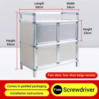 【1-3 Days Delivery】3 Layer Alluminum Kitchen Cabinet Multipurpose Kitchen Storage Cabinet Large Capacity Living Room Storage Cabinet