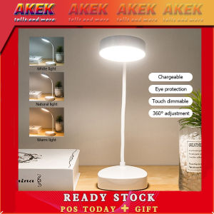 LED Table Lamp Rechargeable Dimmable Three Color Touch Dimming Desk Lamp USB Charging Reading Eye Protection Table Light Learning Home Night Light