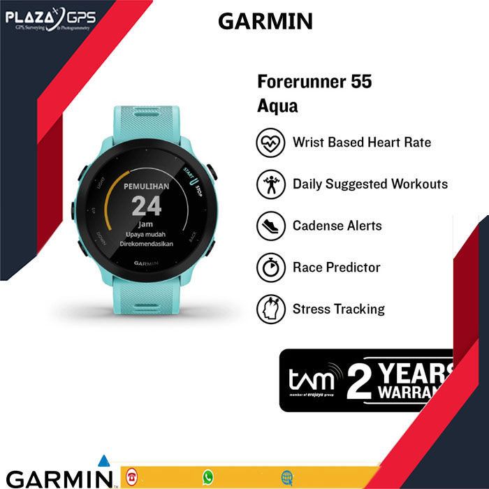 Garmin Forerunner 55 GPS Aqua 010-02562-52 Garansi Resmi TAM