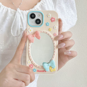 3D Flower Mirror Silicone Phone Case for iPhone 11 12 13 14 15 16 17 Pro Max Casing Soft Silicone Cover for iPhone 17 Case