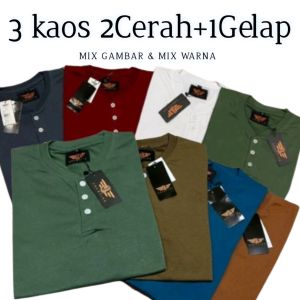 Kaos Oblog Kancing Paket 100 Ribu 3 Pcs Bahan Katun Style Terbaru