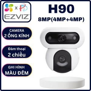 CAMERA IP WIFI EZVIZ H90 DUAL 8MP (4MP+4MP) MẮT KÉP - Xoay 360 Độ Có màu ban đêm Đàm Thoại 2 Chiều Cảnh báo Đèn Còi