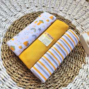 Arevy Babywear 3 Pcs Bedong Bayi Seri Mustard Bahan Kaos Bedong Jumbo Baby Newborn
