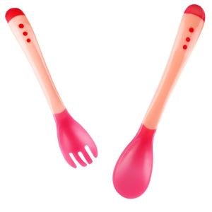 Aibeile Baby 2pcs Baby Spoon Fork Soft Plastics Anti Scalding Colorable Safe Feeding Supplies for Baby1/2pcs