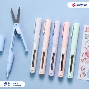 Gunting Cutter 2 In 1 Mini Lipat Bentuk Pulpen Travel Friendly Foldable Scissors Estetik Lucu